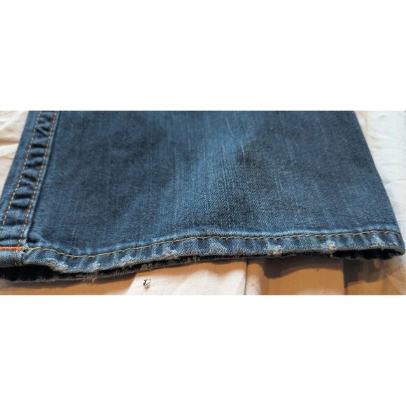 True Religion Men's Blue Jeans Size 40 (41x32) Straight Leg Cut Wide Cuff Denim - Picture 14 of 15